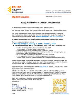 2023/2024 School of Choice - Annual Notice